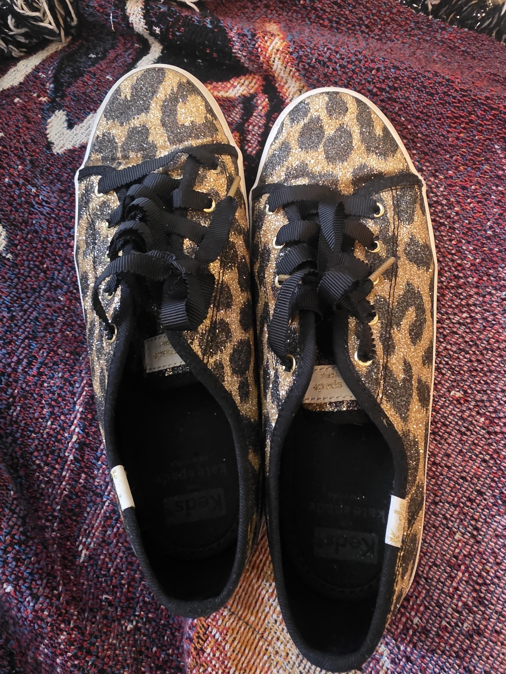 Keds Glitter Leopard Print Sneakers - Gold & Black